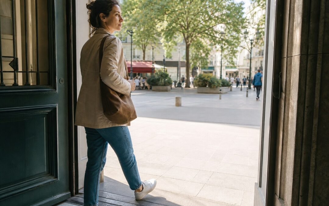 Personne retrouvant progressivement confiance pour sortir malgré l'agoraphobie