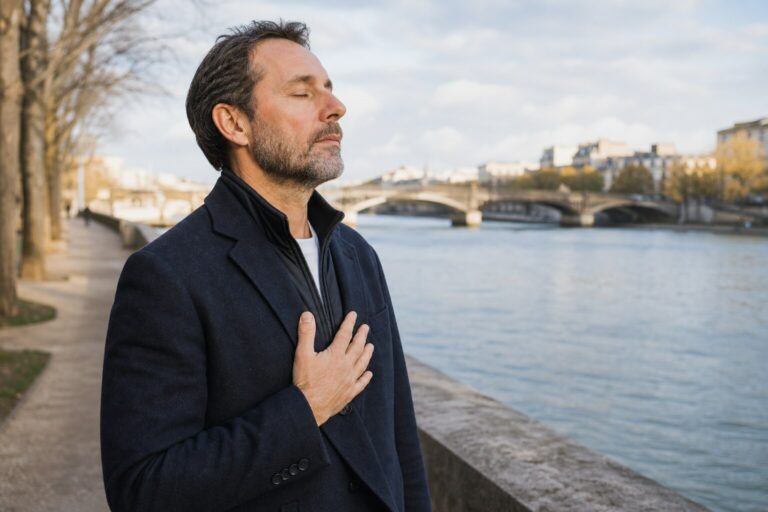 Scène humaine illustrant : Les symptômes physiques de l'anxiété : Quand le corps exprime ce que le cerveau ne parvient plus à apaiser