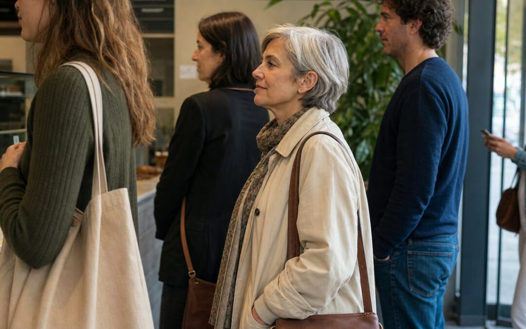 Scène humaine illustrant : Pourquoi ai-je peur de faire un malaise en public ? Comprendre cette angoisse fréquente dans les troubles anxieux
